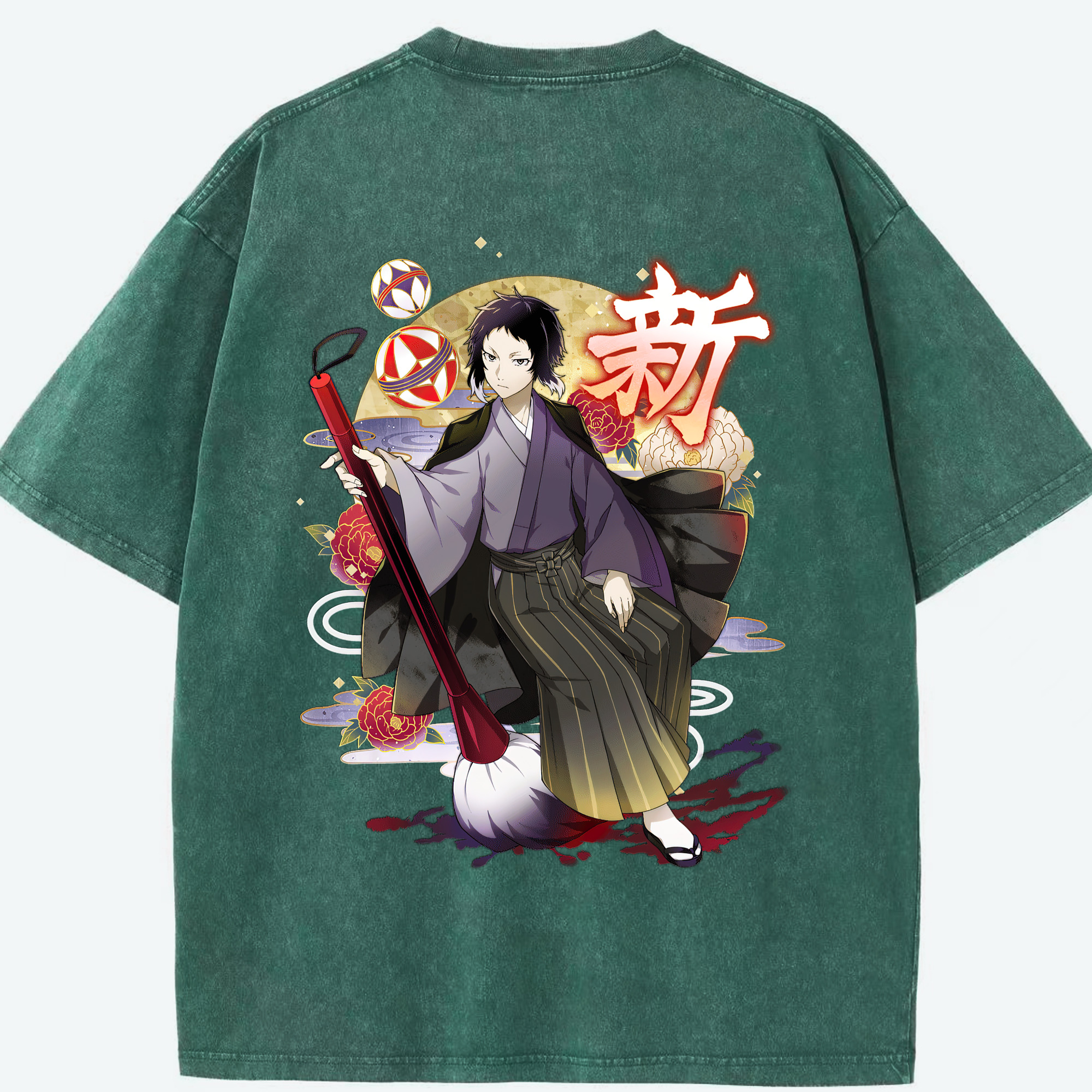 （画像用） 文豪ストレイドッグス Bungo Stray Dogs 綿100% ヴィンテージ風 半袖Tシャツ（背面プリント）